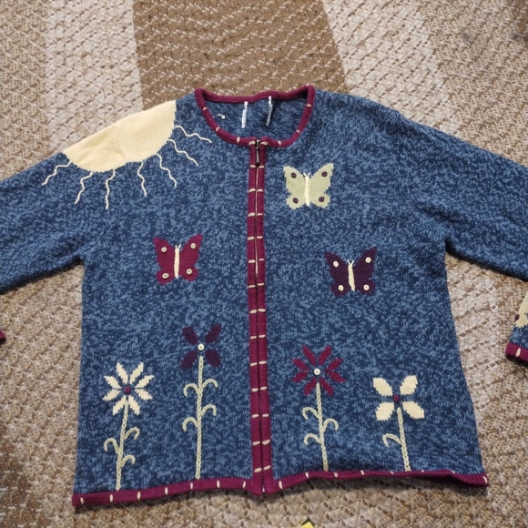 Christopher & Banks Butterfly Sweater VINTAGE - Picture 2 of 6